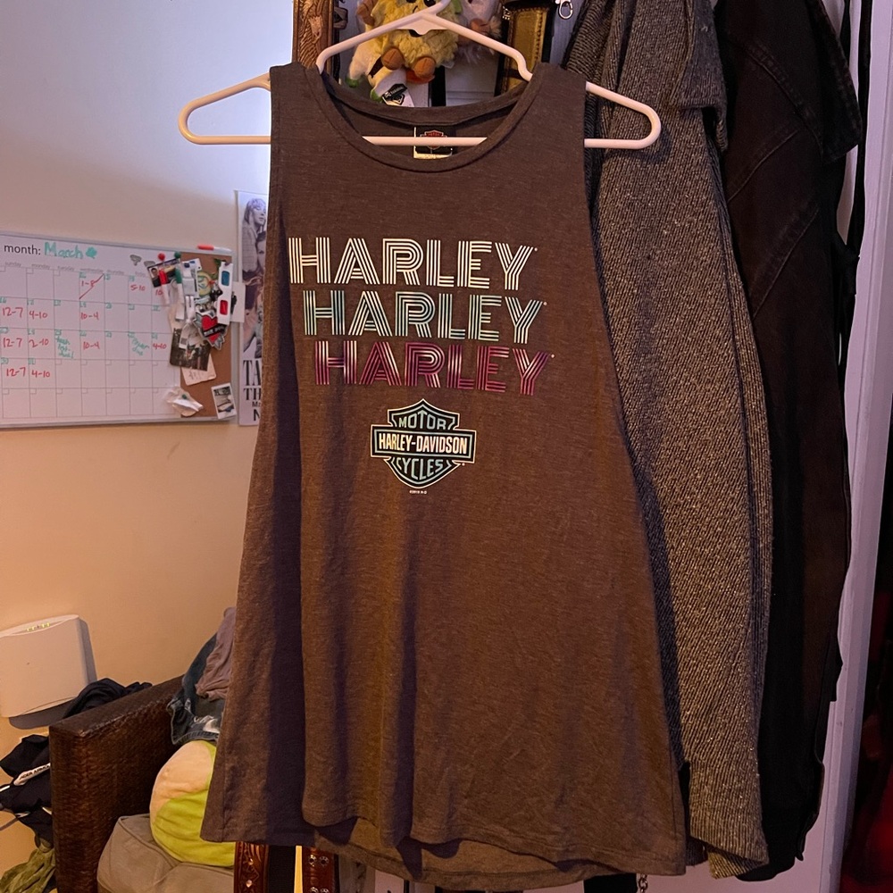 Harley-Davidson Brown Tank Top with Multicolor Logo